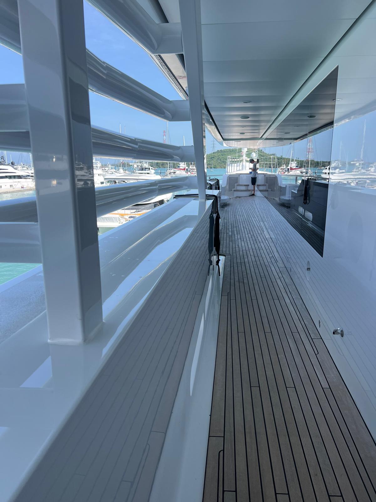 Nano ceramic coating — close-up of hydrophobic layer on yacht hull