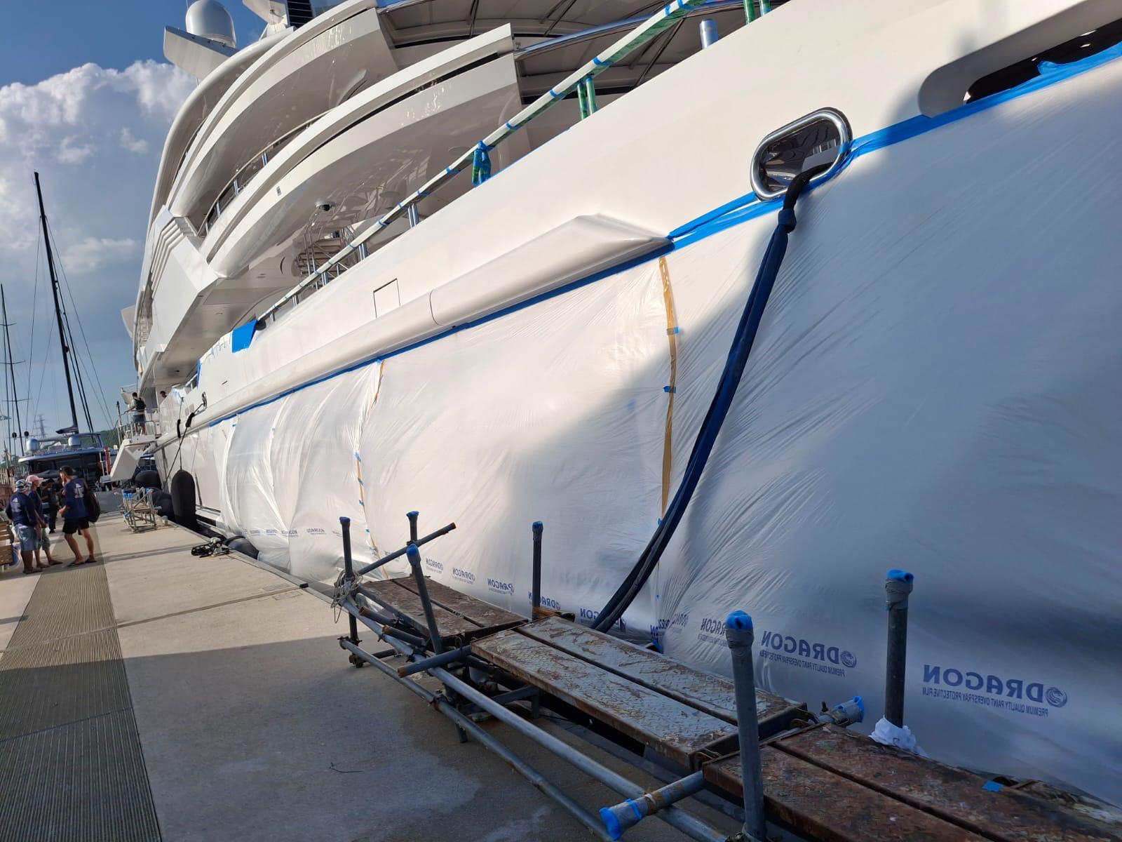 Nano coating finish — water-repellent surface treatment on yacht hull