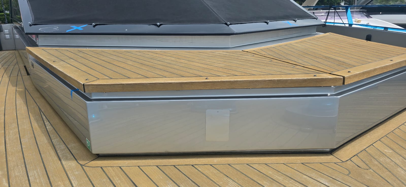 Colour matching project — custom paint sample comparison on yacht panel