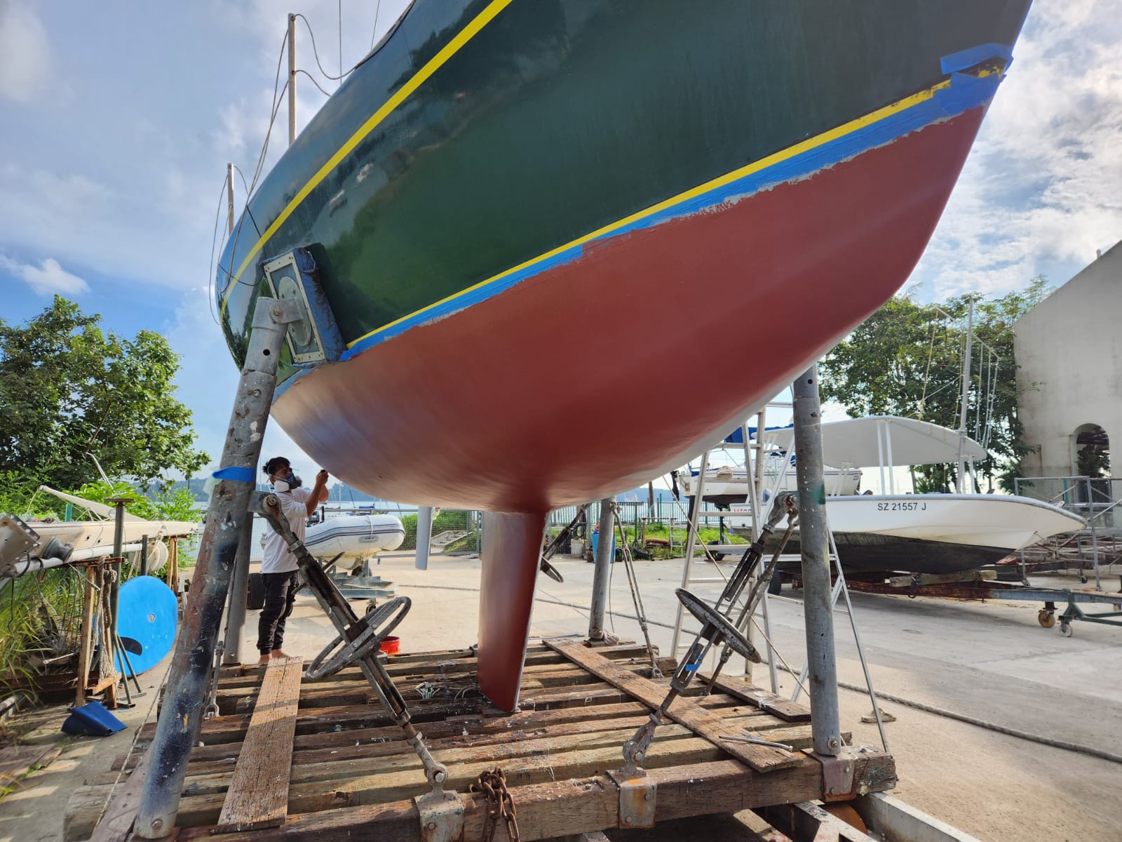 Hull coating — antifouling second coat application