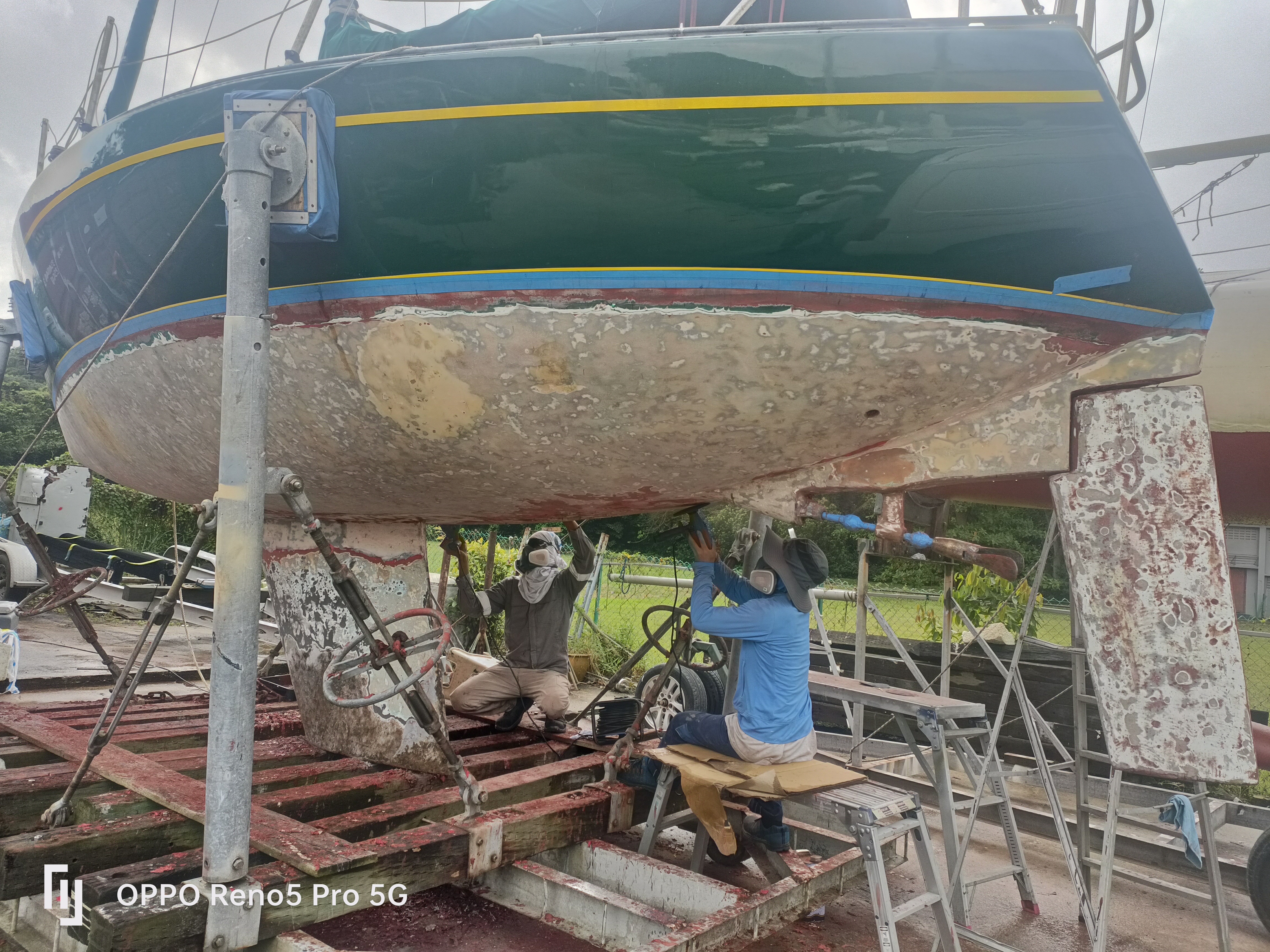 Hull and superstructure coating — completed hull protective layer