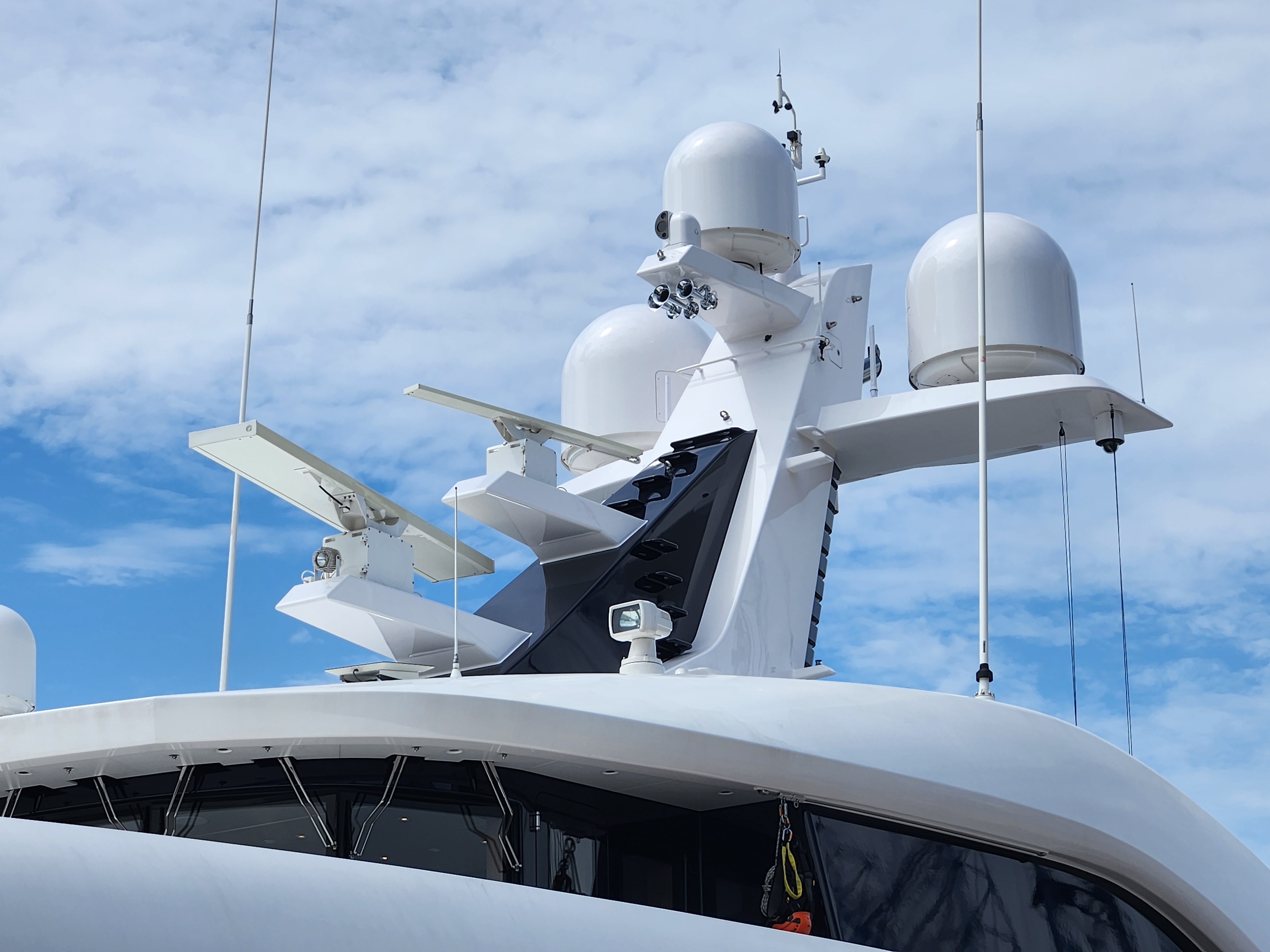 Yacht painting project 1 — mast repainting close-up