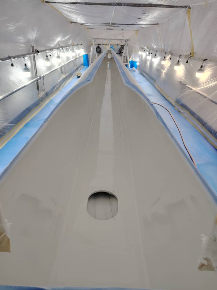 Yacht painting project 2 — primer layer application