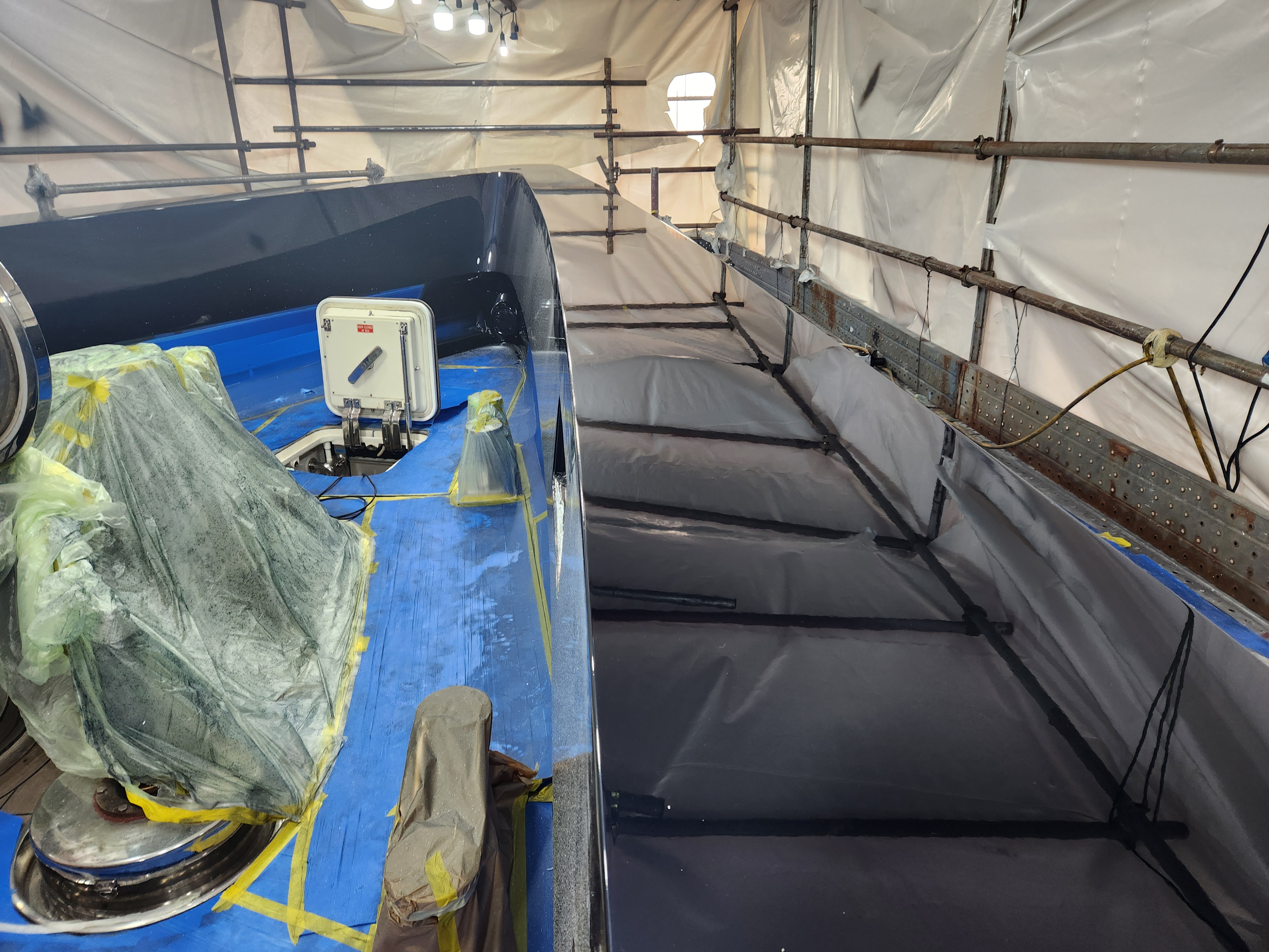 Yacht painting project 3 — surface preparation detail