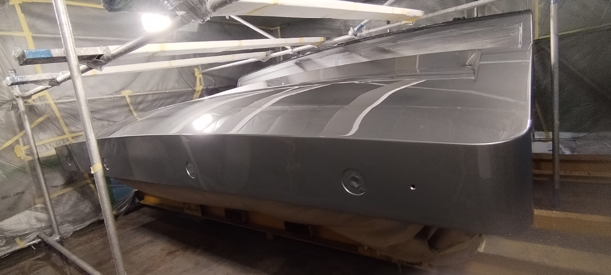 Yacht painting project 5 — exterior coating in progress