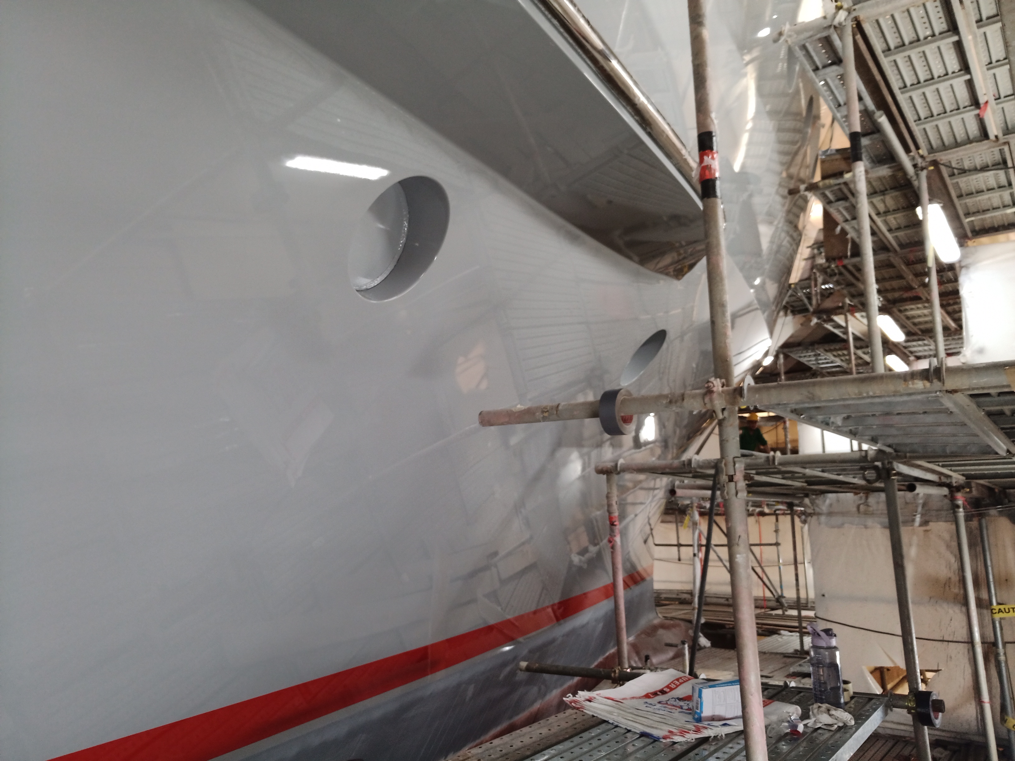 Yacht painting project 6 — surface detail during painting