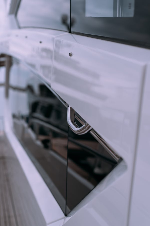 Premium yacht exterior coating finish and surface detail